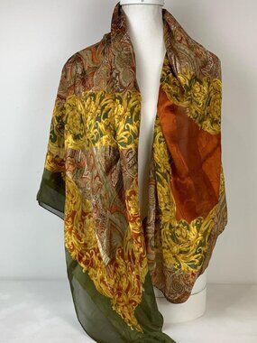 LANCETTI Vintage Oversized Silk Scarf - Stunning Pattern 45x45 cm